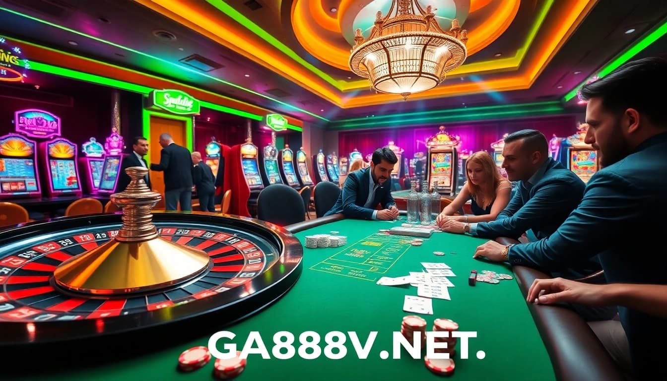 Experience the thrill of GA888V.NET at a vibrant casino filled with roulette, poker, and excitement.