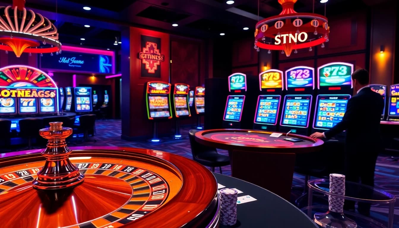 Exciting online gambling scene at 789F showcasing roulette and casino tables.