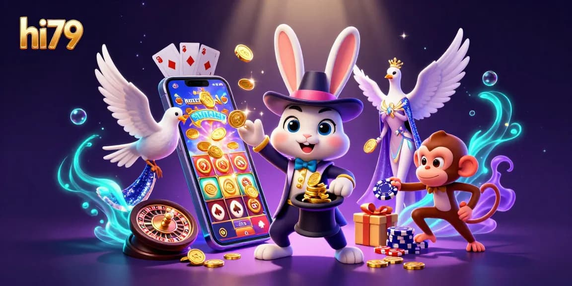 Experience the magic of hi79 with a whimsical 3D casino scene full of excitement and winning possibilities.