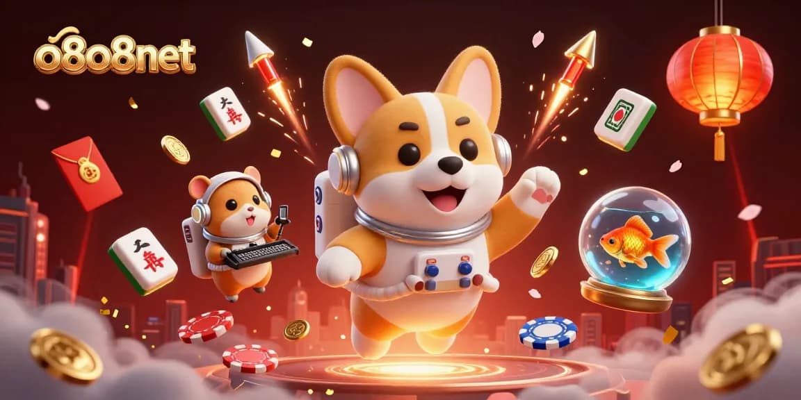 Experience excitement with O8o8net showcasing a vibrant casino scene featuring playful characters.