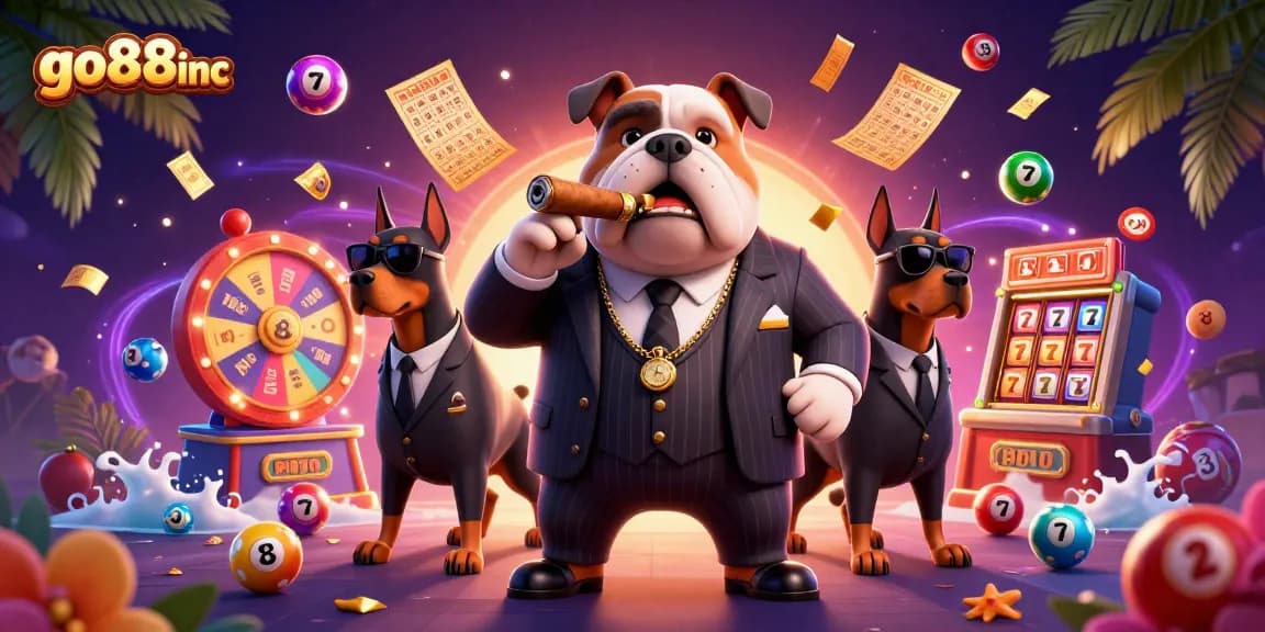 Join the excitement with go88inc, featuring vibrant lottery elements against a dynamic casino backdrop.