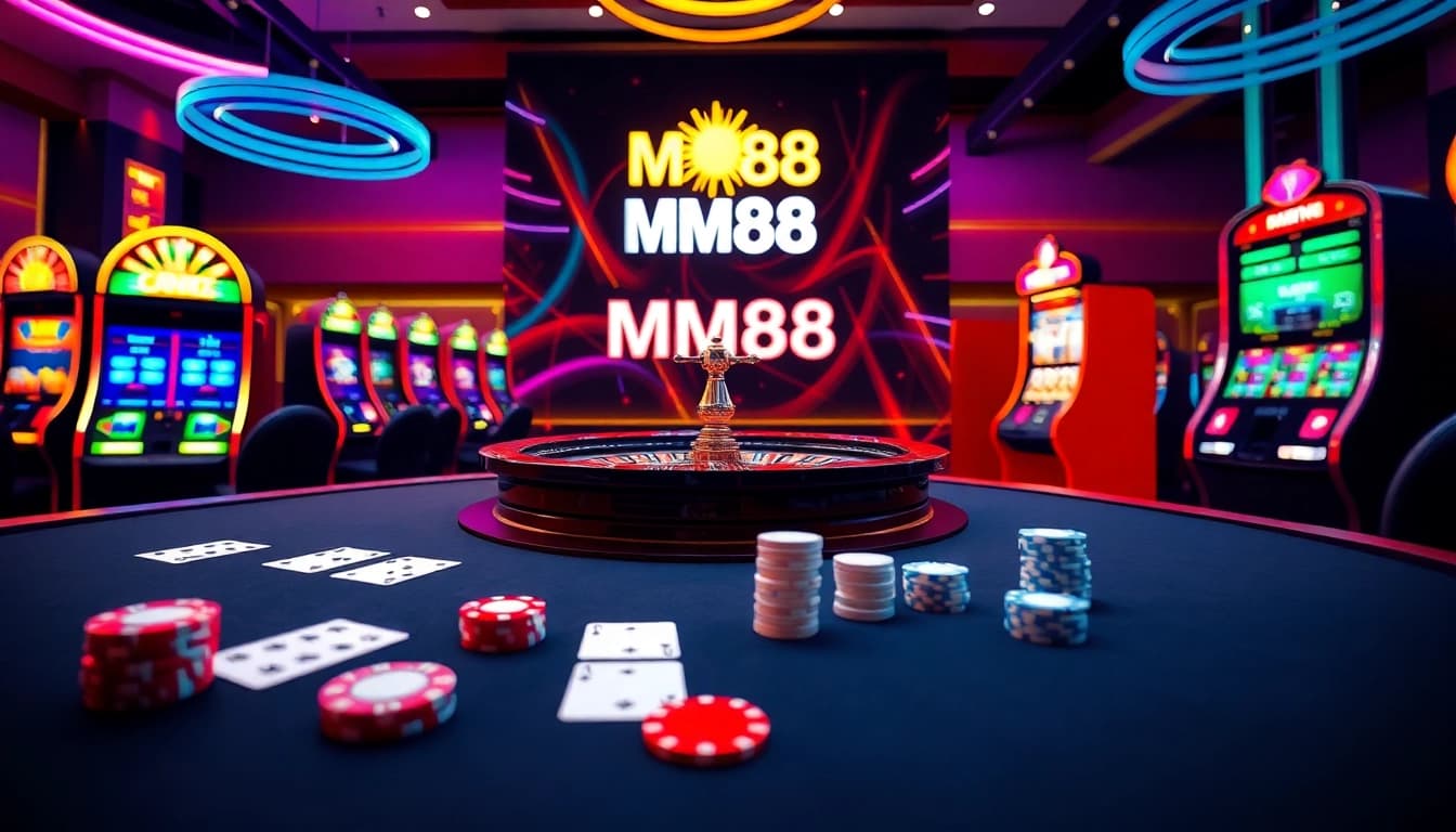 Place your bets at https://mm88.london/ with vibrant casino visuals of roulette and poker action.