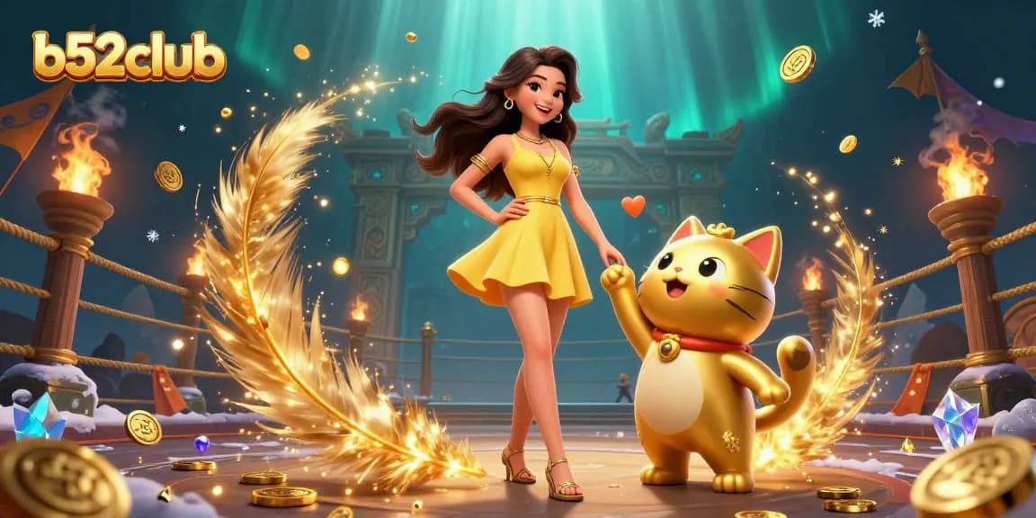 B52Club offers thrilling online betting experiences highlighted with gold coins and vibrant game elements.