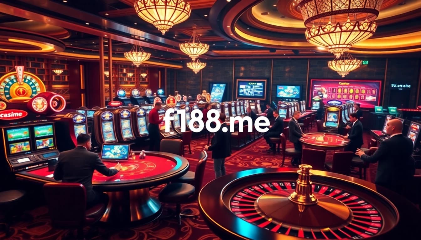 Experience thrilling gaming at f168.me with vibrant casino tables and engaging slot machines.