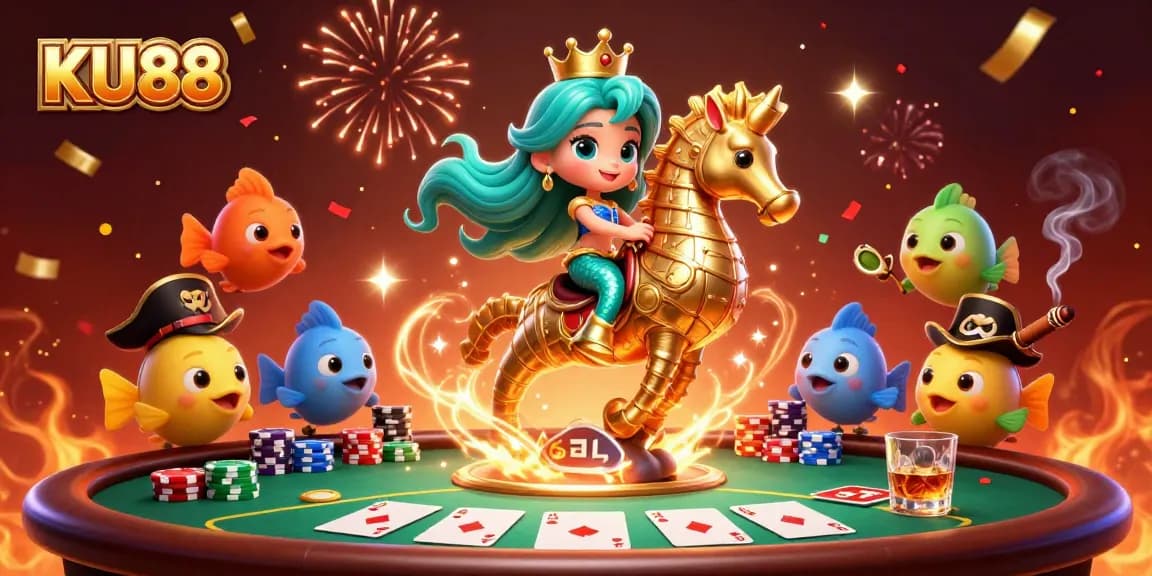Engage with the exciting world of KU88 casino, featuring dynamic poker action and colorful characters.