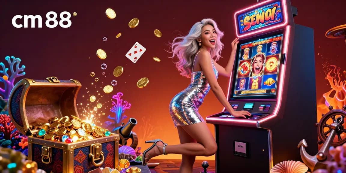 Experience excitement at cm 88 with a stunning slot machine jackpot scene featuring vibrant casino elements.