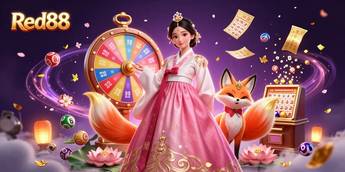 Engage with Red88's vibrant atmosphere through an enchanting 3D casino illustration filled with excitement.