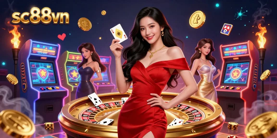 Experience the excitement of sc88vn in a vibrant casino scene with glamorous characters and engaging game elements.