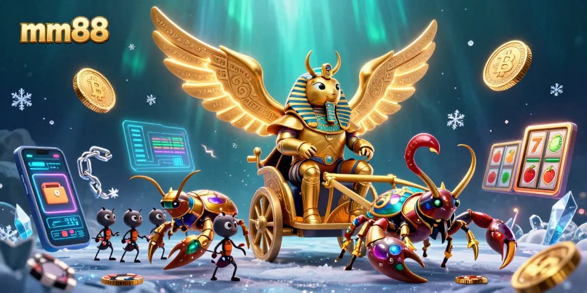Win big at mm88 with our vibrant gaming scene featuring unique characters and casino elements.
