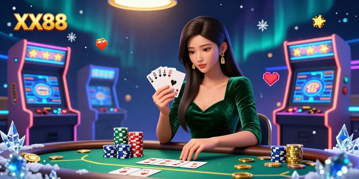 Play dynamic games at XX88 with a stunning scene of poker and vibrant arcade action.