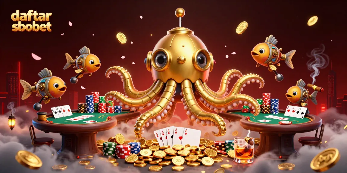 Experience the excitement of daftar sbobet with vibrant golden kraken and poker elements in action.
