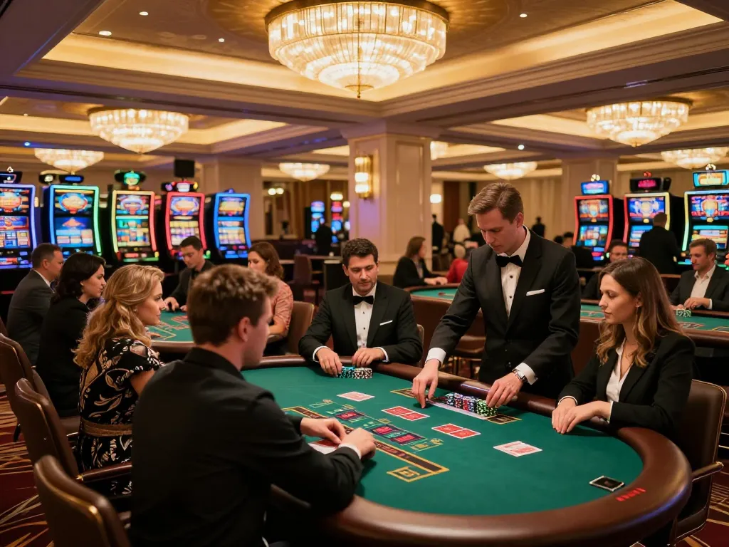 Players enjoying an exhilarating blackjack game at sin888 casino, surrounded by luxurious decor and ambient lighting.