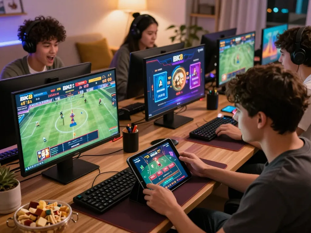 Players enjoying an exciting online gaming experience with BK8, showcasing sports betting and live games.