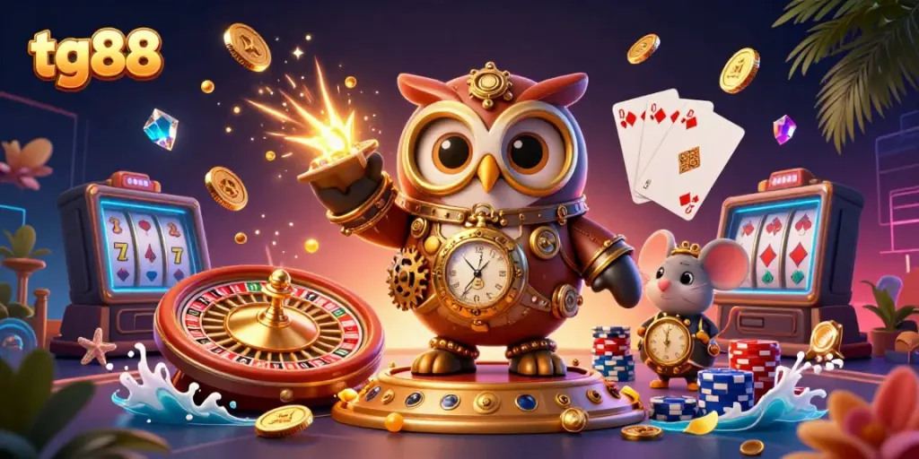 Experience the thrill of winning with tg88 in a vibrant 3D casino scene.