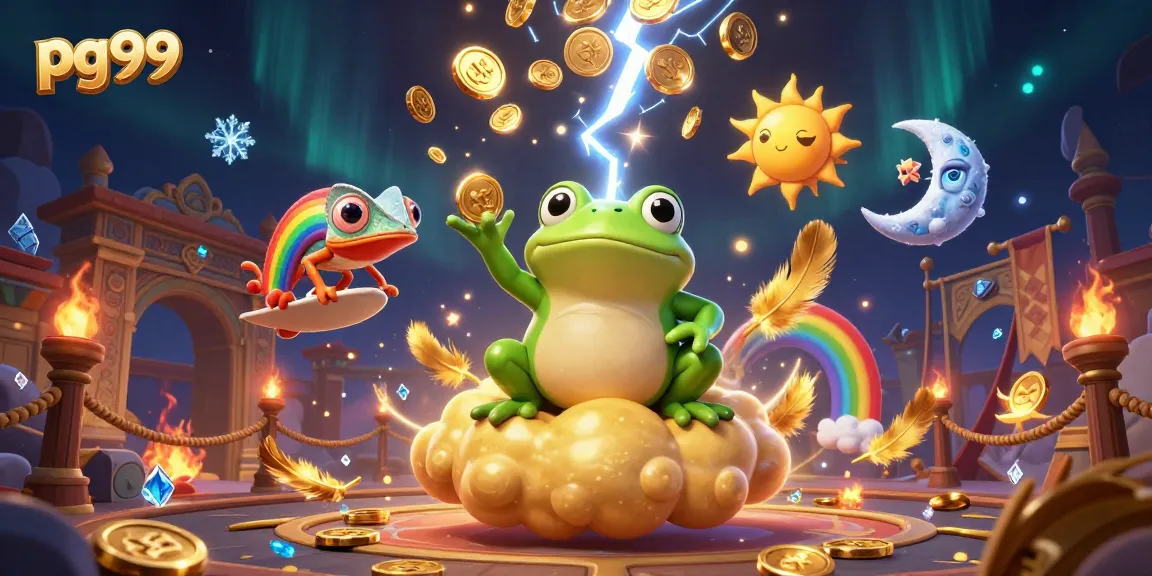 Experience thrilling gameplay with pg99 as the frog wizard conjures golden coins in a vibrant casino realm.