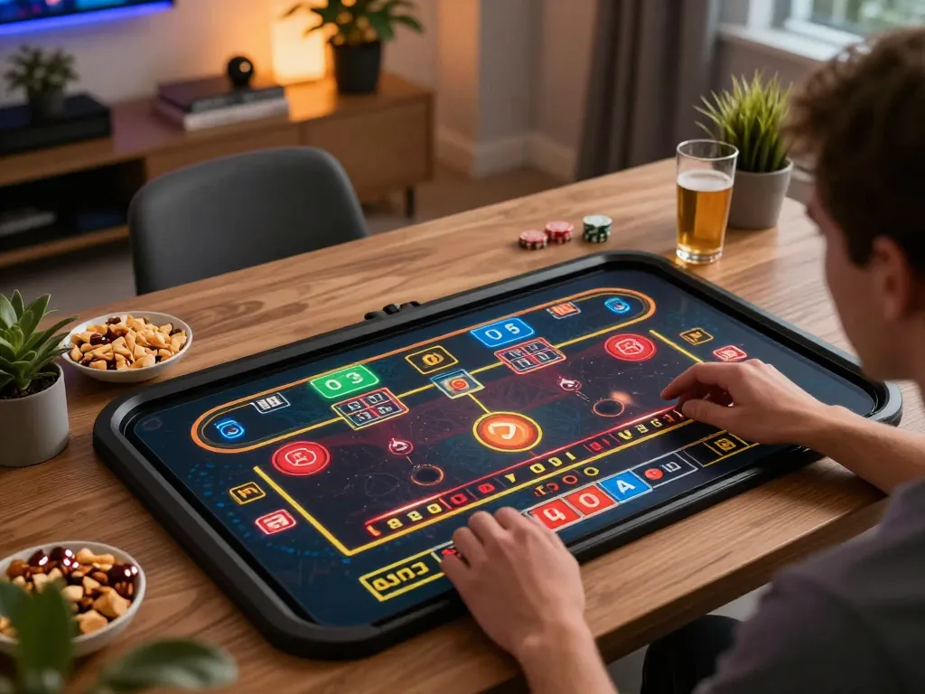 Engaging with live dealer game on tablet at home, showcasing excitement around go88a.bid