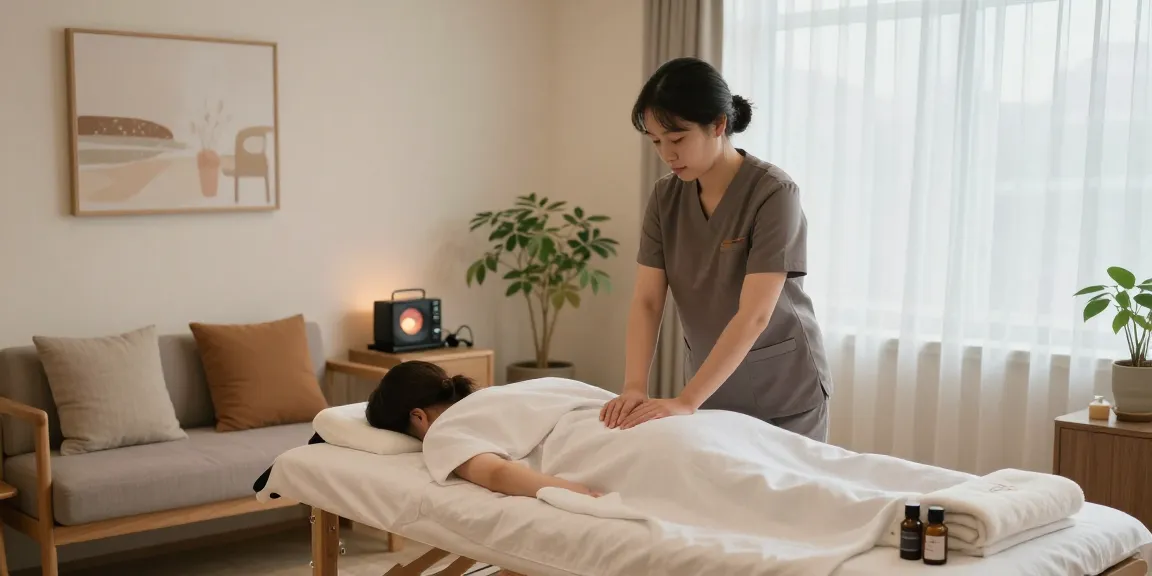 Relaxing atmosphere for 신촌출장마사지 with a serene massage room setup.
