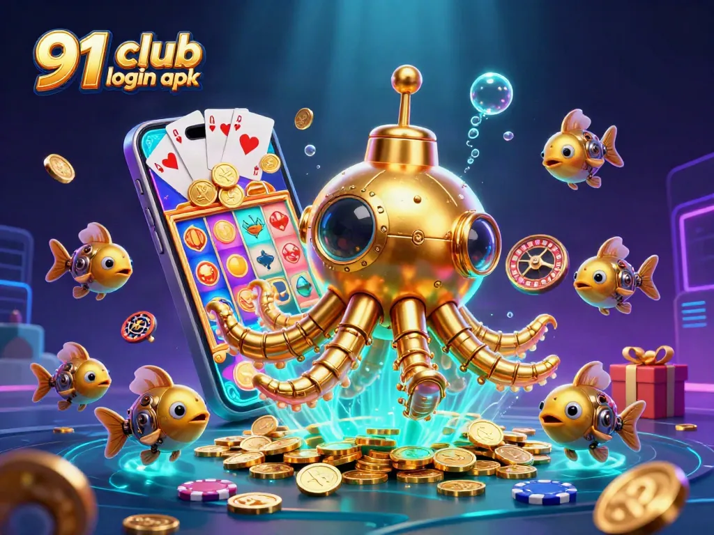 Experience the thrill of 91 club login apk with golden kraken and slot games in rich underwater scene.