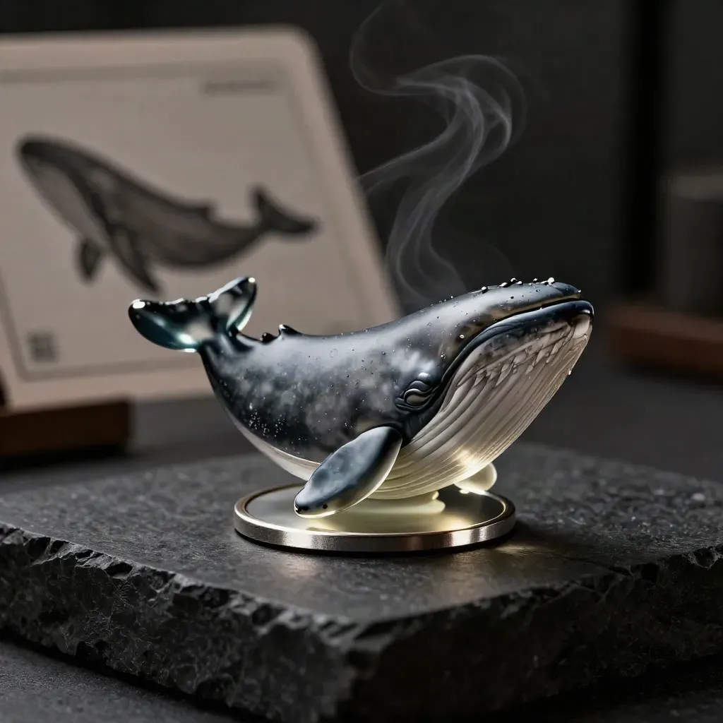 Smoked-glass wallet tracker puck with dark markers, silver edges, and misty low-key lighting.