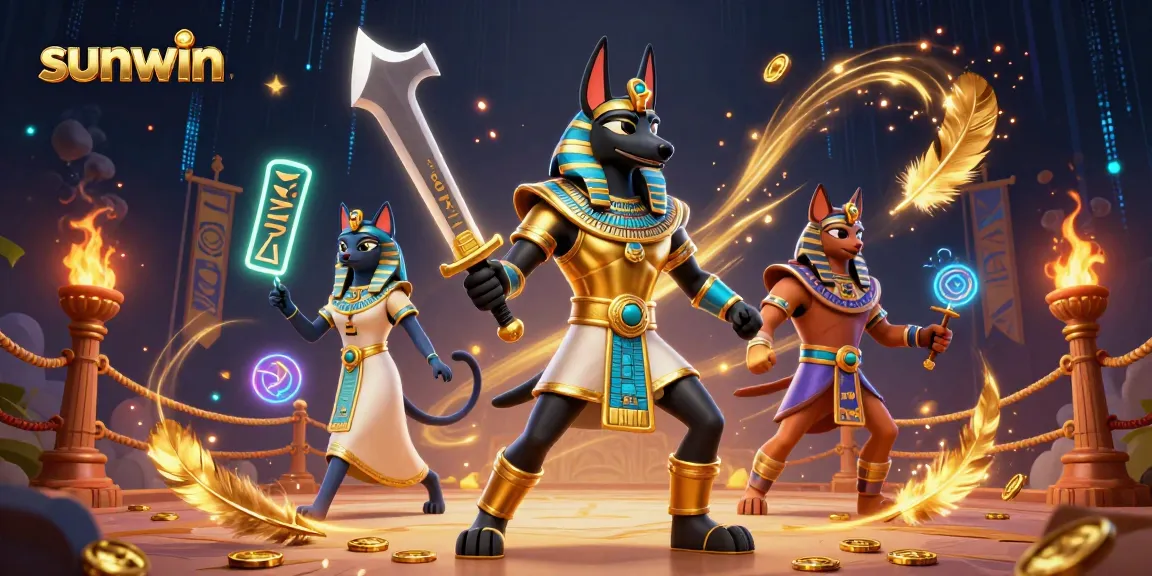 Engage in thrilling gameplay at Sunwin with ancient warriors and rich treasures in this vibrant illustration.