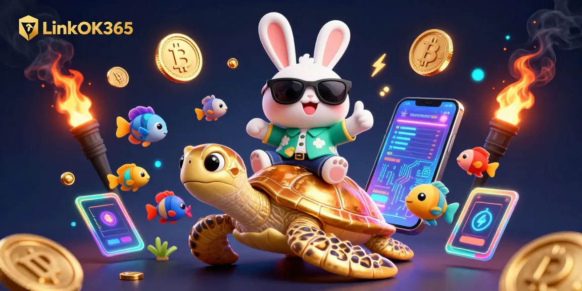 Engage with the vibrant gaming scene at Link OK365 featuring a lucky rabbit and golden turtle.