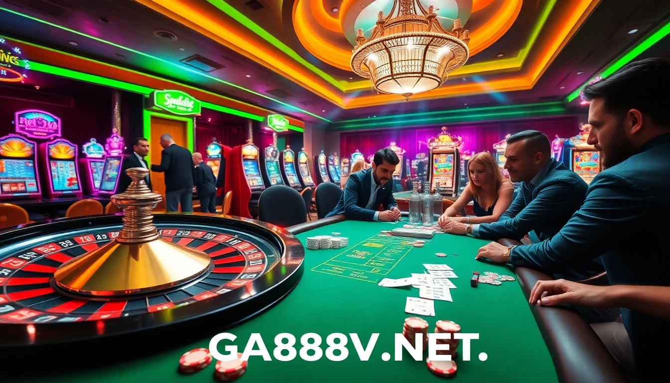 Experience the thrill of GA888V.NET at a vibrant casino filled with roulette, poker, and excitement.