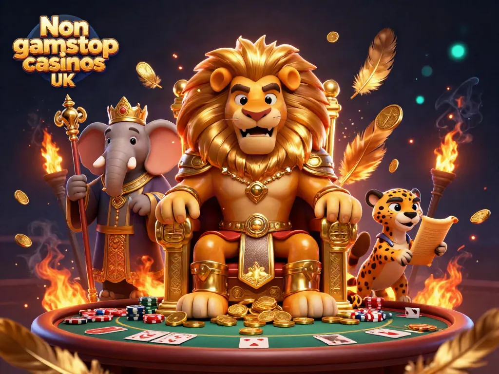 Experience the excitement of Non gamstop casinos UK with our illustrated royal casino scene.