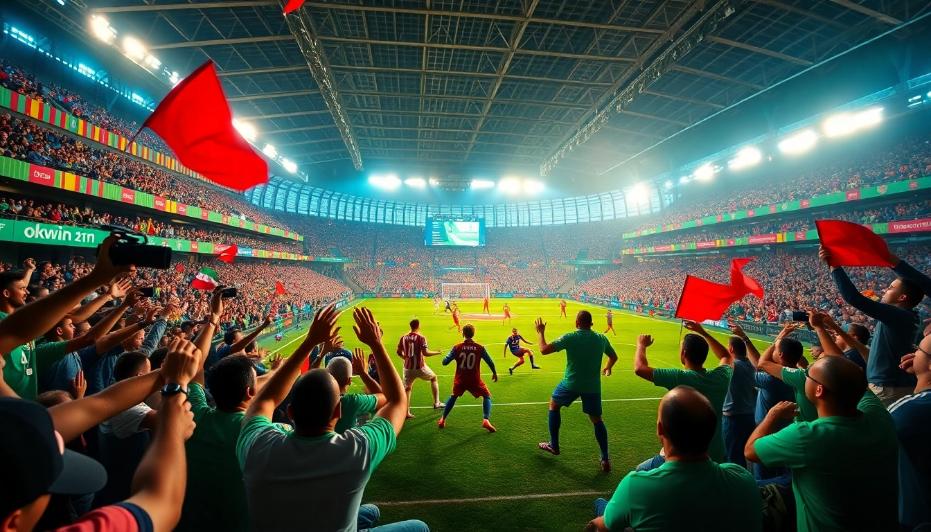 Exciting football match scene showcasing okwin tv's live sports streaming experience.