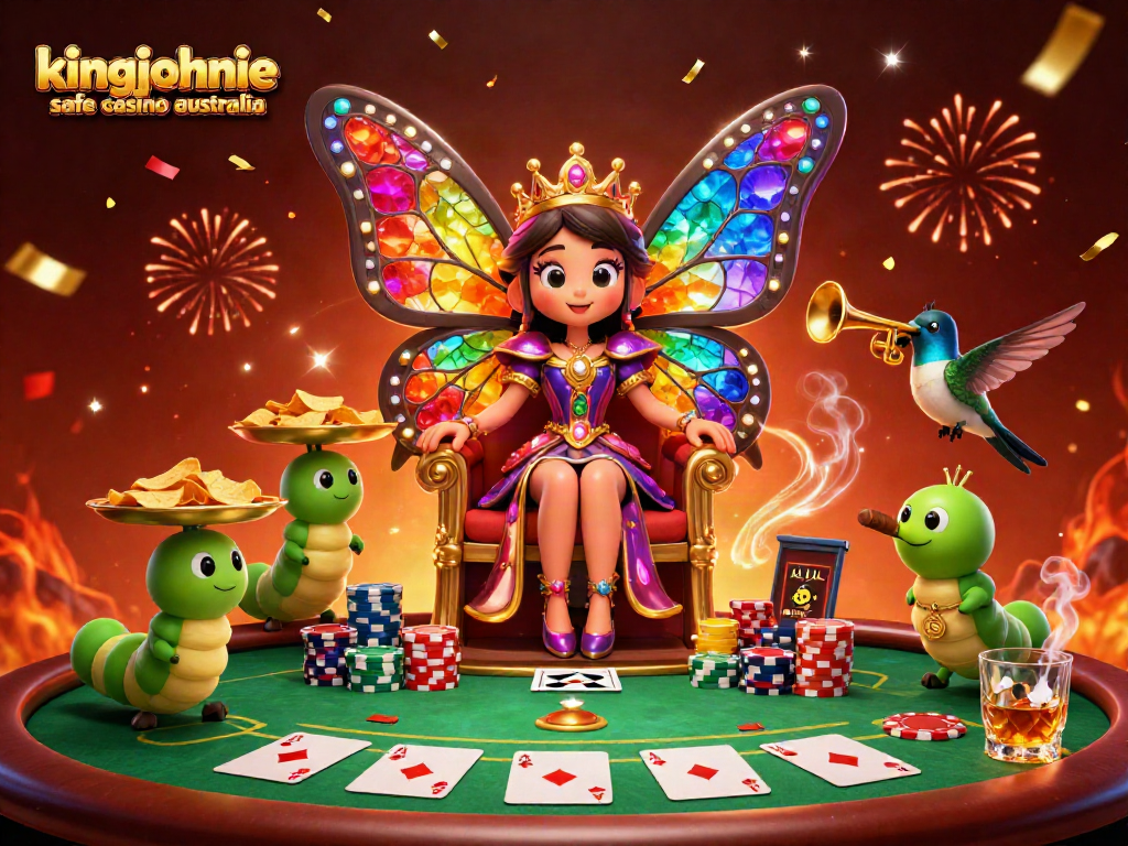 Experience thrilling gameplay at kingjohnnie safe casino australia with a vibrant, imaginative illustration.