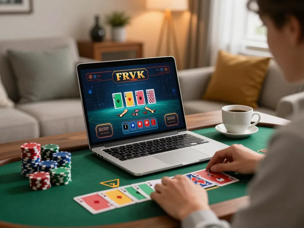 Player enjoying blackjack on sunwin platform from home, showcasing an engaging and cozy gaming experience.
