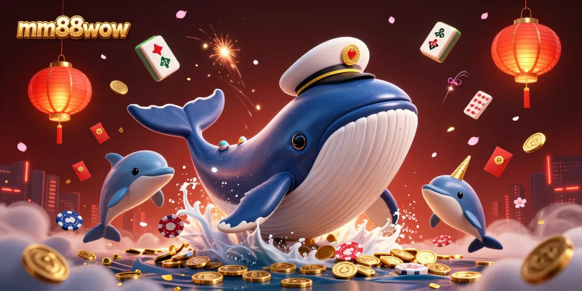 Experience thrilling gameplay at mm88wow with a vibrant underwater casino scene featuring a whale and playful dolphins.