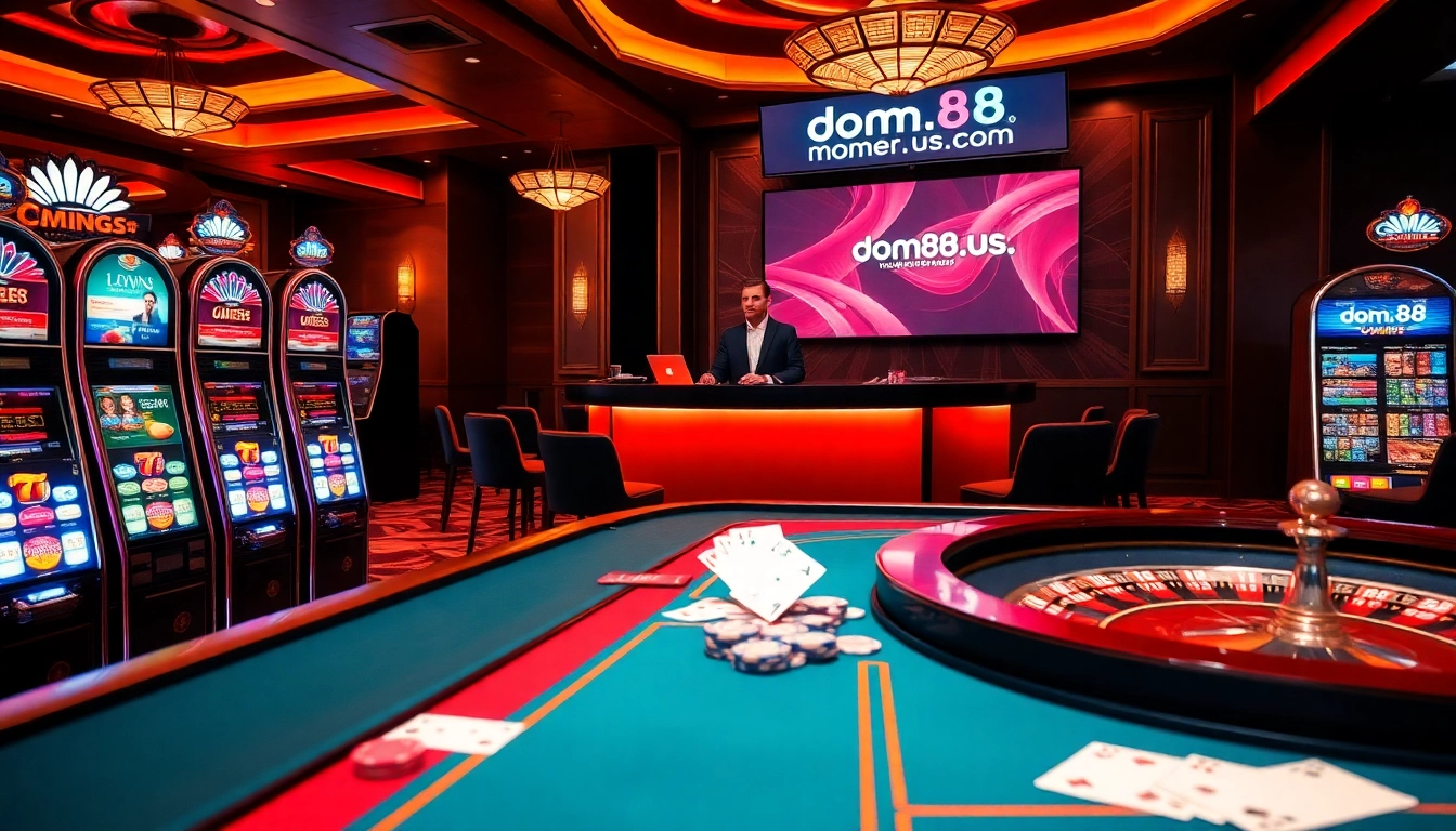 Experience high-stakes gaming excitement at dom88.us.com with vibrant casino setups and professional dealers.