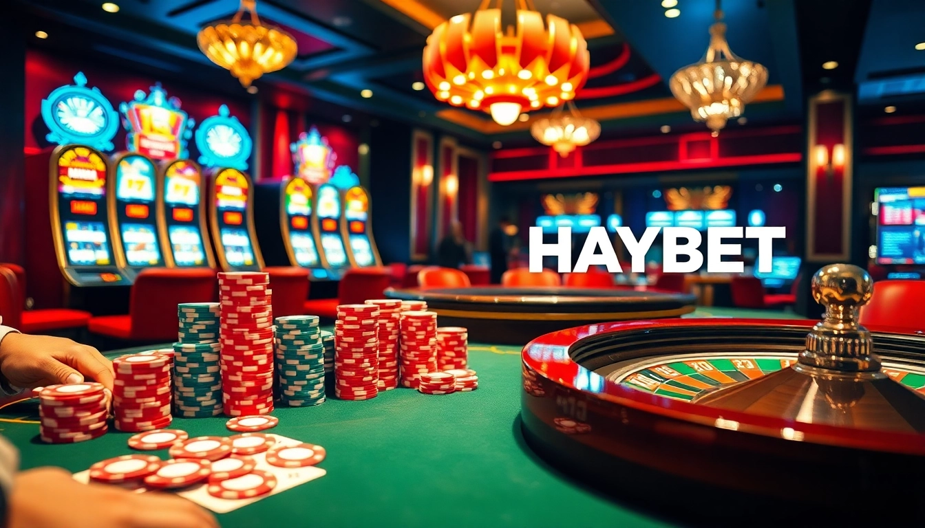 Players enjoying a high-stakes game at a luxurious HAYBET casino with vibrant atmosphere.