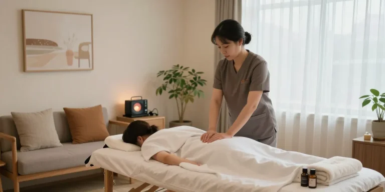 Relaxing atmosphere for 신촌출장마사지 with a serene massage room setup.