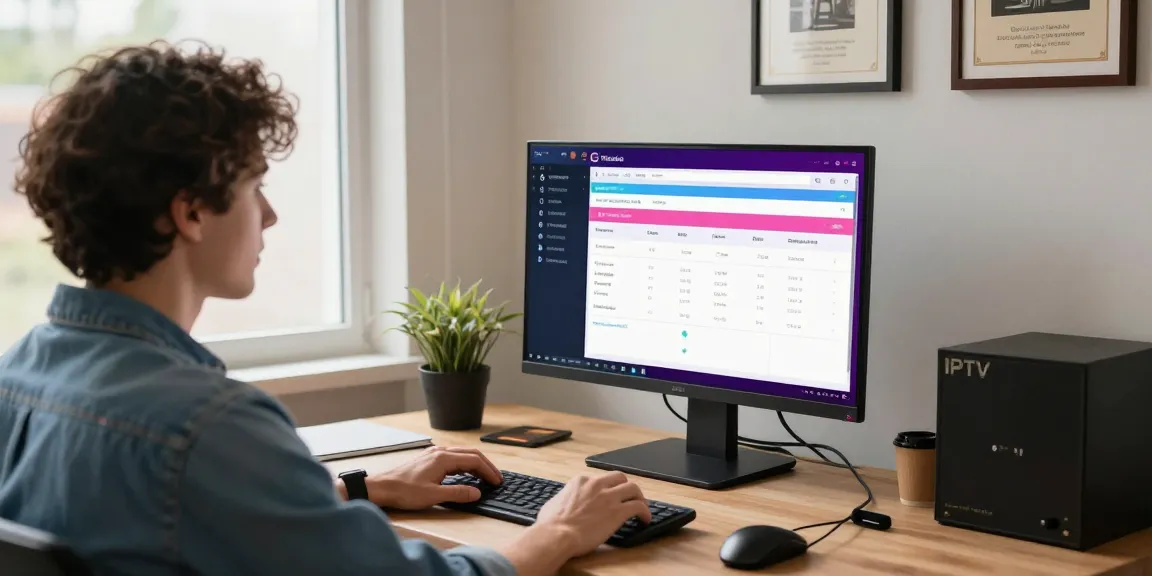 Trusted IPTV Reseller UK managing accounts from a professional home office workspace, focusing on community-driven service